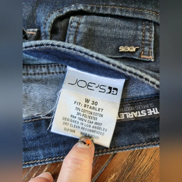 Joe's Jeans The Starlet Dark Denim Blue Size 30 32 - Picture 4 of 5